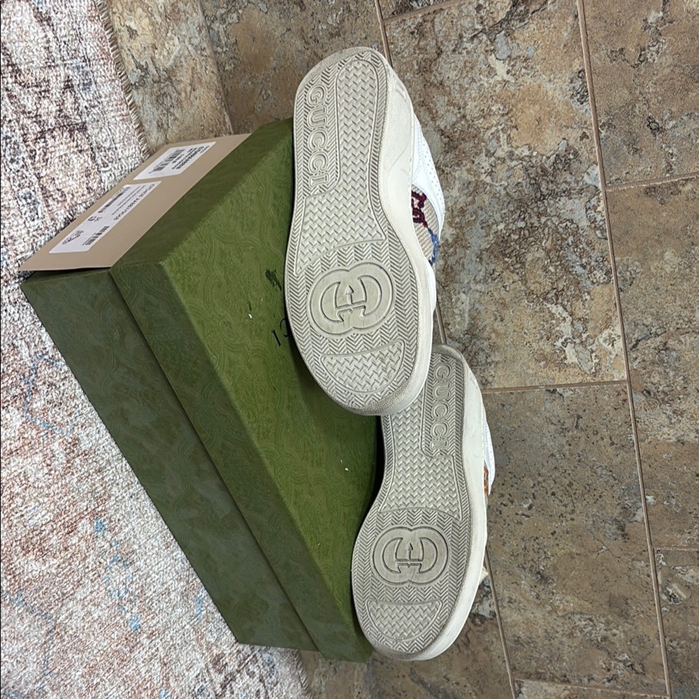 Gucci White and Blue Athletic Chunky Sneakers - Picture 3 of 8